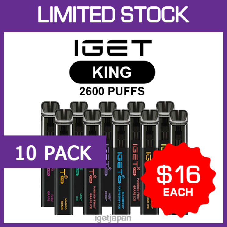 DRZ26504 IGET キング - 2600 パフ - 10 パック Vapes Japan