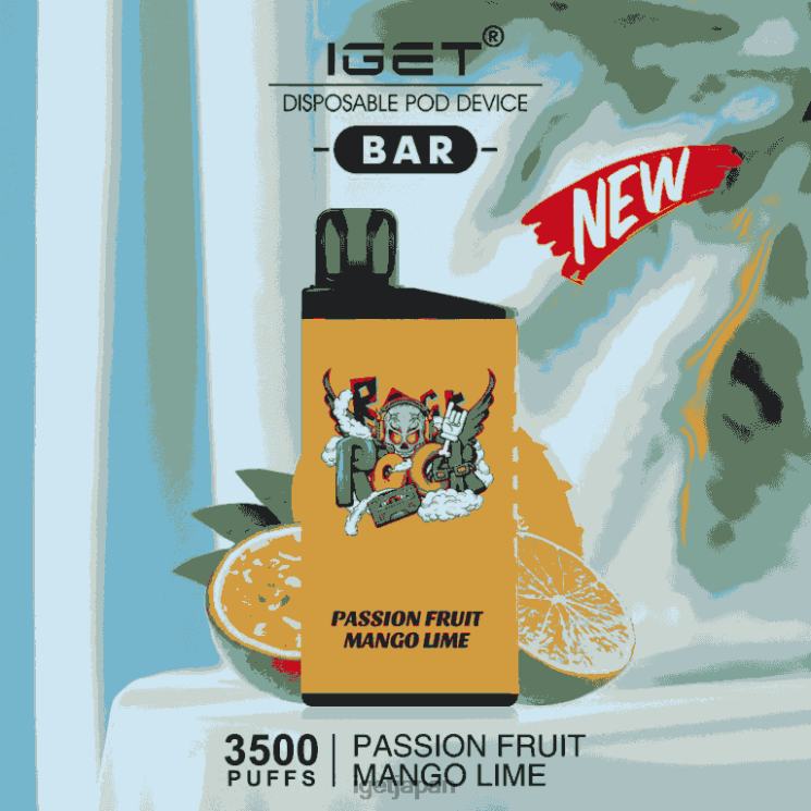 DRZ26616 イゲットバー - 3500パフ パッションフルーツ マンゴー ライム IGET Vape Tokyo