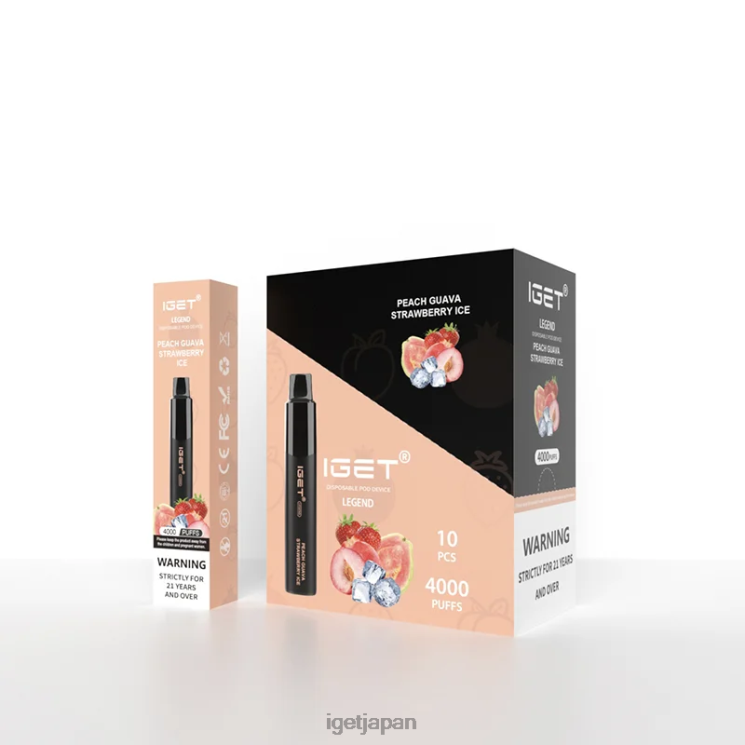 DRZ26320 IGET レジェンド 4000 パフ ピーチ・グアバ・ストロベリーアイス Vape ニコチン