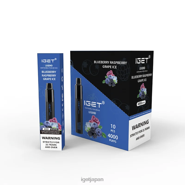 DRZ26348 IGET レジェンド 4000 パフ ブルーベリー ラズベリー グレープアイス Vape